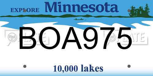 BOA975 Minnesota License Plate