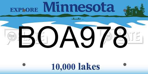 BOA978 Minnesota License Plate