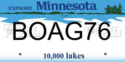 BOAG76 Minnesota License Plate