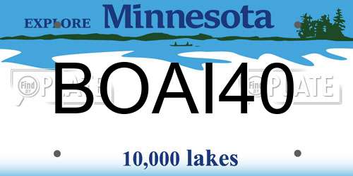 BOAI40 Minnesota License Plate