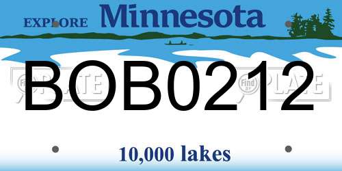 BOB0212 Minnesota License Plate