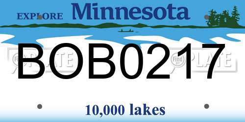 BOB0217 Minnesota License Plate