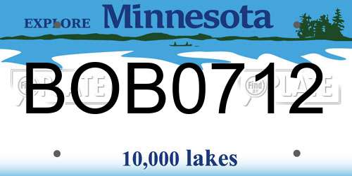 BOB0712 Minnesota License Plate