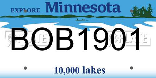 BOB1901 Minnesota License Plate