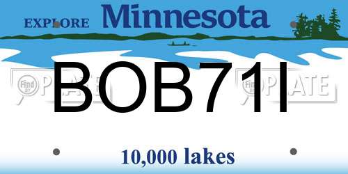 BOB71I Minnesota License Plate