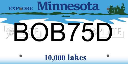 BOB75D Minnesota License Plate