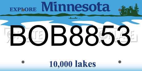 BOB8853 Minnesota License Plate