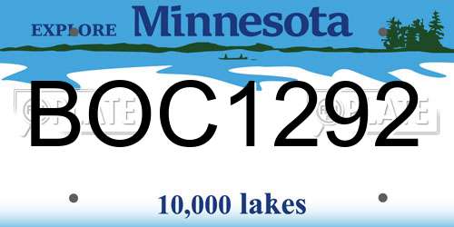 BOC1292 Minnesota License Plate