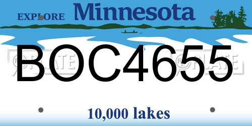 BOC4655 Minnesota License Plate