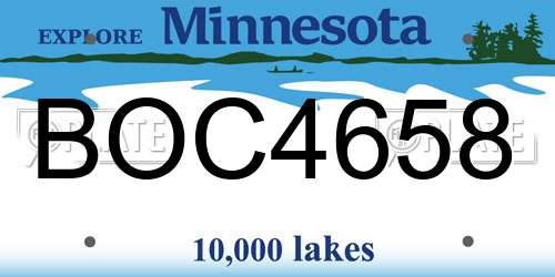 BOC4658 Minnesota License Plate