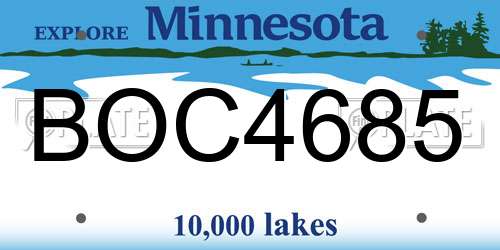 BOC4685 Minnesota License Plate