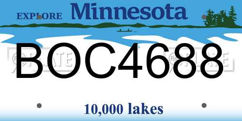 BOC4688 Minnesota License Plate