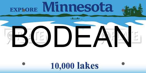 BODEAN Minnesota License Plate