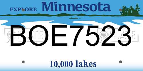 BOE7523 Minnesota License Plate