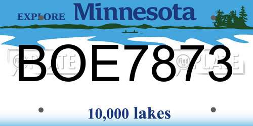BOE7873 Minnesota License Plate