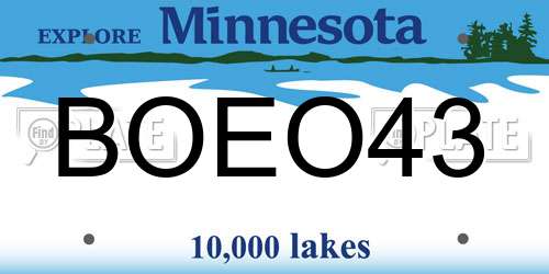 BOEO43 Minnesota License Plate