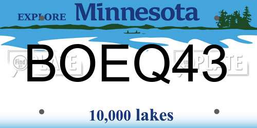 BOEQ43 Minnesota License Plate