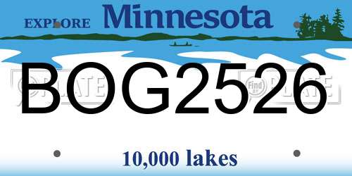BOG2526 Minnesota License Plate