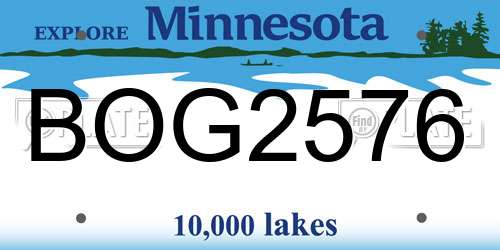BOG2576 Minnesota License Plate