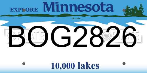 BOG2826 Minnesota License Plate