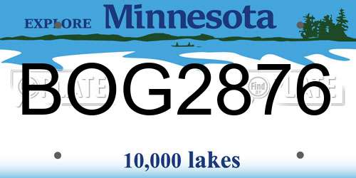BOG2876 Minnesota License Plate