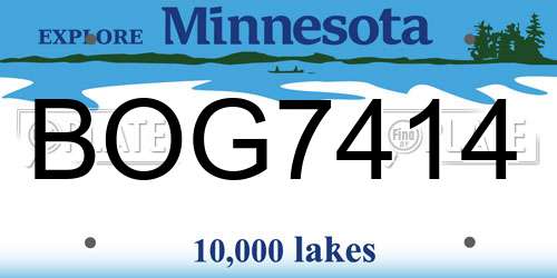 BOG7414 Minnesota License Plate