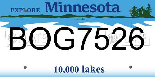 BOG7526 Minnesota License Plate