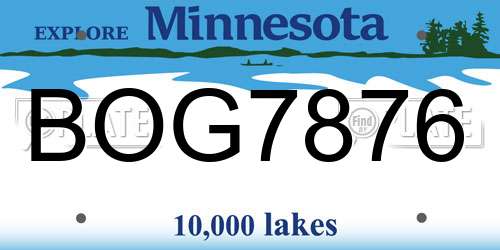 BOG7876 Minnesota License Plate