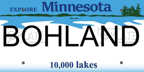 BOHLAND Minnesota License Plate