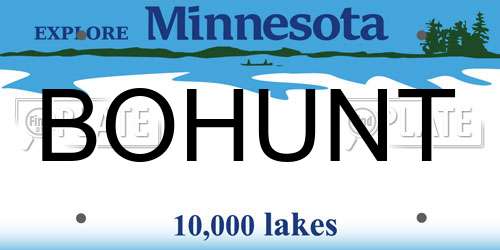 BOHUNT Minnesota License Plate