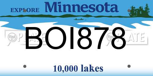 BOI878 Minnesota License Plate