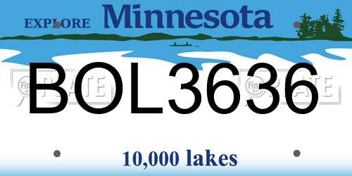 BOL3636 Minnesota License Plate