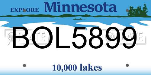 BOL5899 Minnesota License Plate