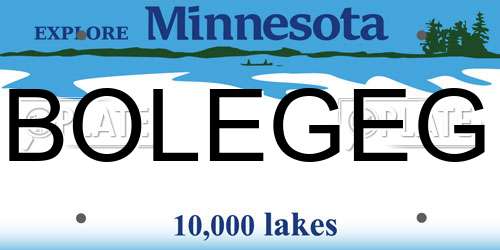 BOLEGEG Minnesota License Plate