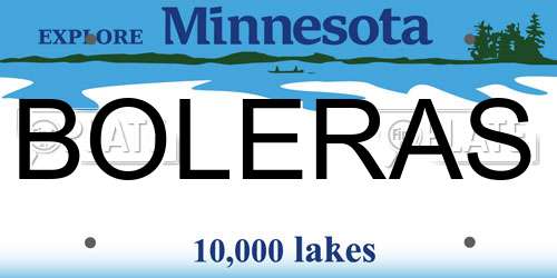 BOLERAS Minnesota License Plate