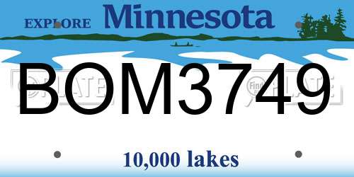 BOM3749 Minnesota License Plate