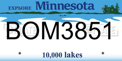 BOM3851 Minnesota License Plate