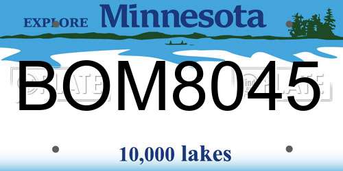 BOM8045 Minnesota License Plate