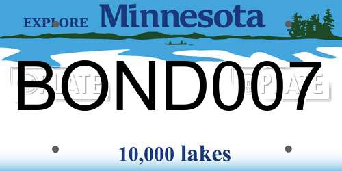 BOND007 Minnesota License Plate
