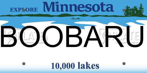 BOOBARU Minnesota License Plate