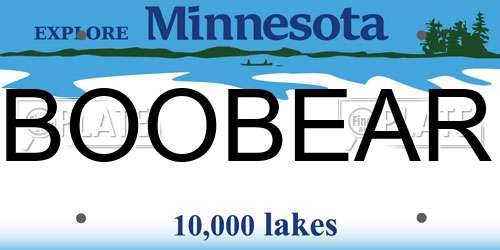 BOOBEAR Minnesota License Plate