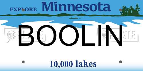 BOOLIN Minnesota License Plate