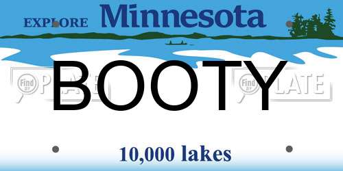 BOOTY Minnesota License Plate