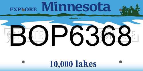 BOP6368 Minnesota License Plate