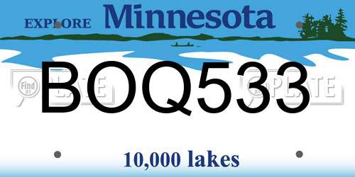 BOQ533 Minnesota License Plate