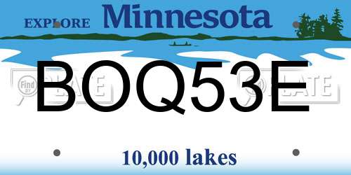 BOQ53E Minnesota License Plate