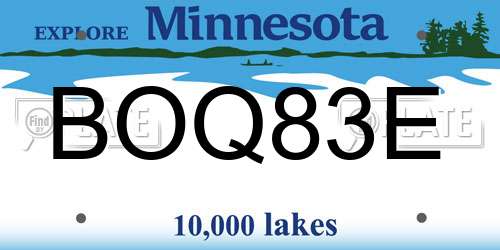 BOQ83E Minnesota License Plate