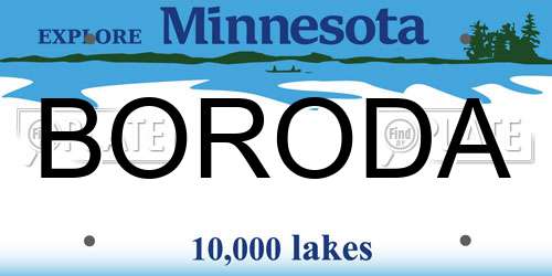 BORODA Minnesota License Plate