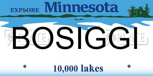 BOSIGGI Minnesota License Plate