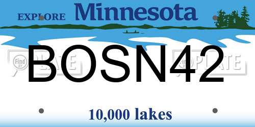 BOSN42 Minnesota License Plate